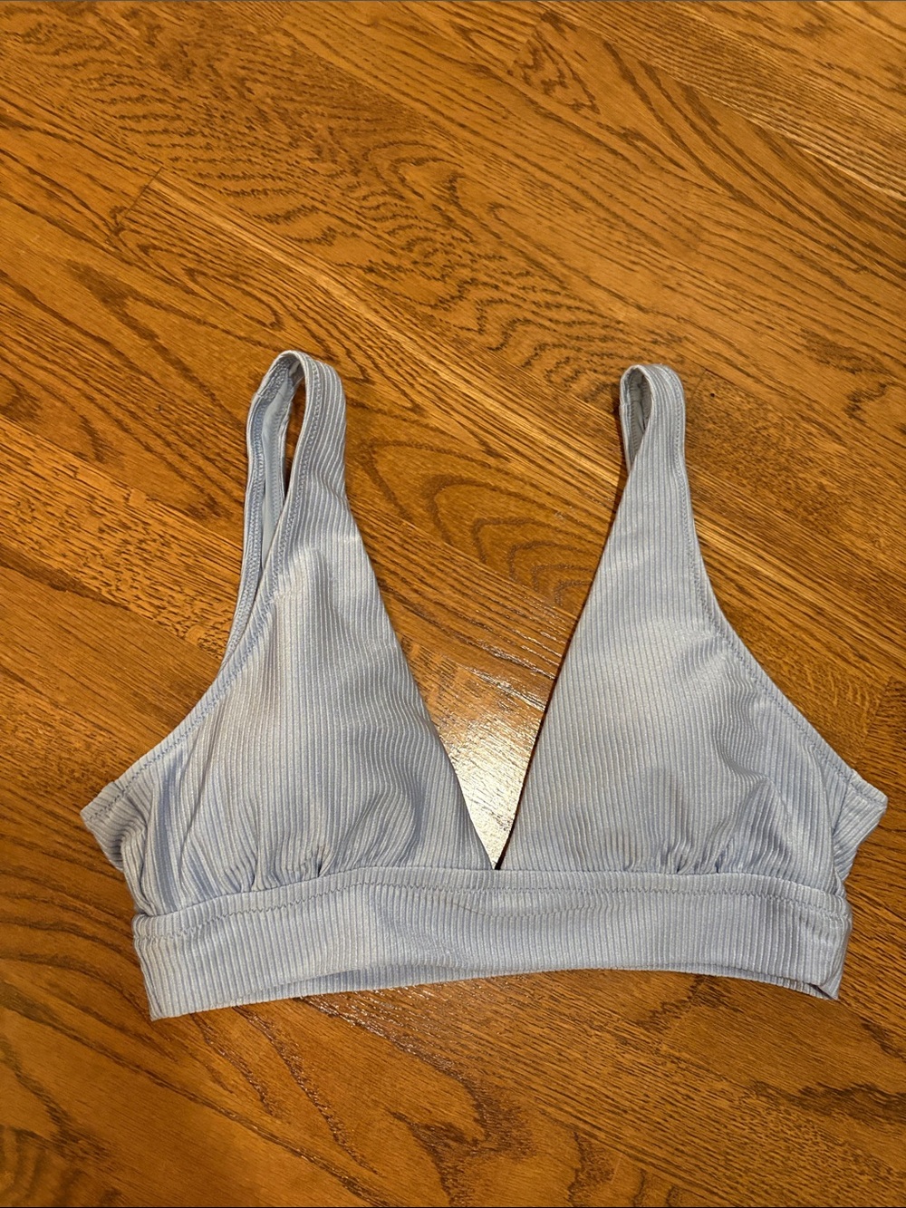 Aerie Light Blue Ribbed Bikini top